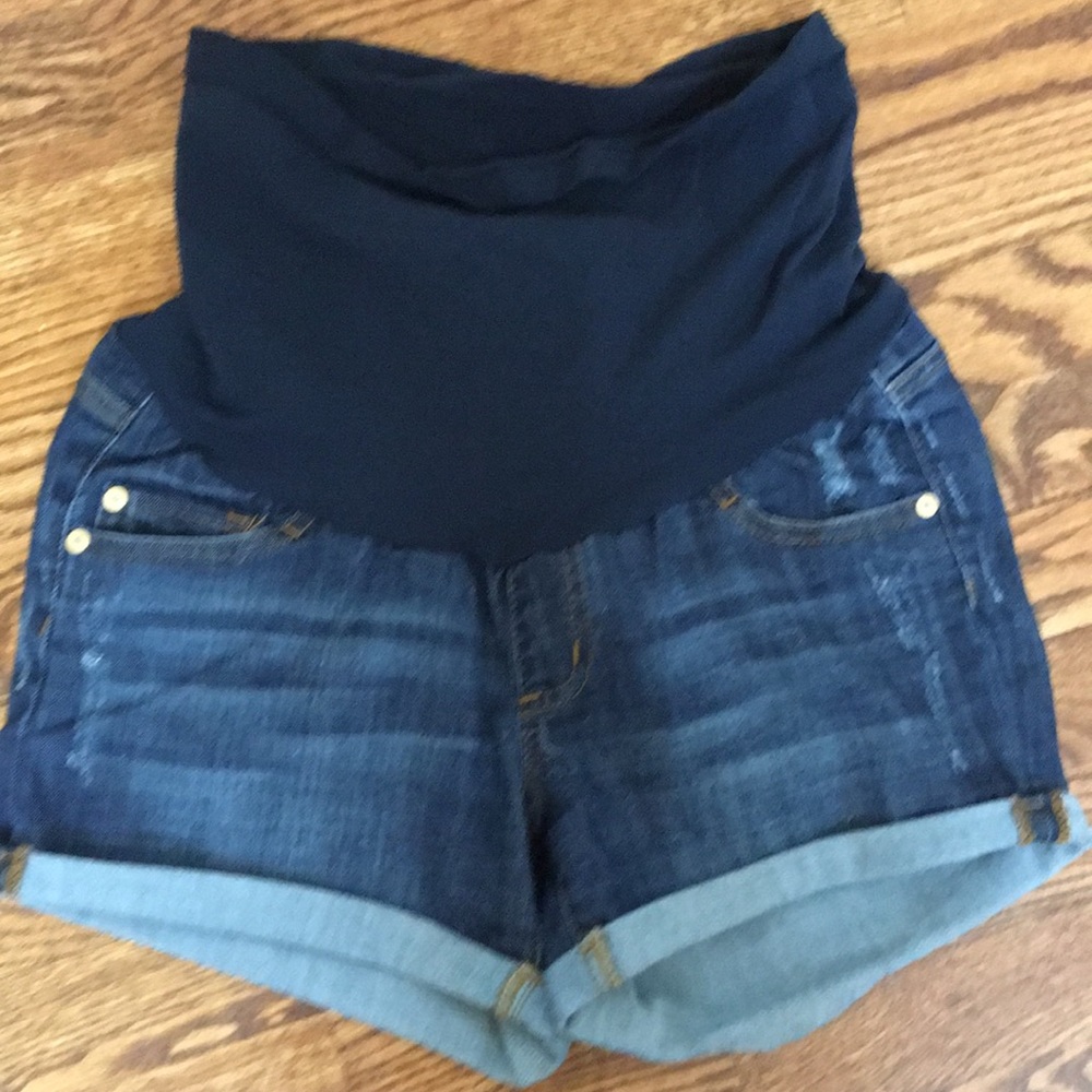 Denim maternity shorts